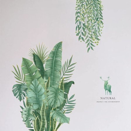 Vihreä kasviseinätarra, trooppinen kasviseinätarra, vihreä seinä