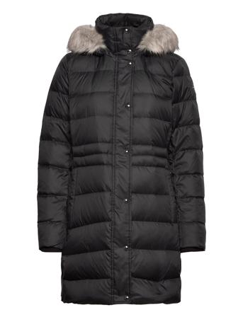 Tyra Down Coat With Fur Foret Jakke Sort Tommy Hilfiger