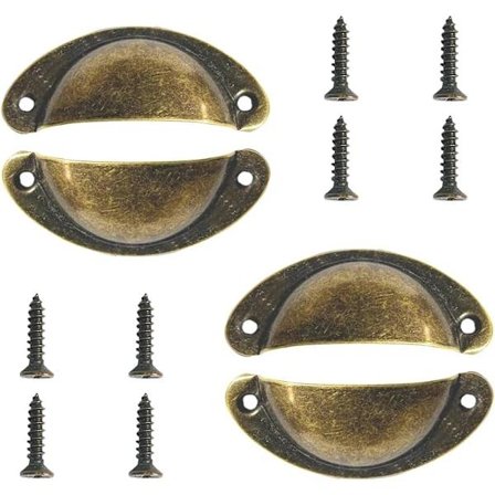 (Bronsfärg) 4 st Shell Pulls, Retro Shell Pulls, Lådhandtag, Möbelhandtag, för Garderober, Skåp, Lådor