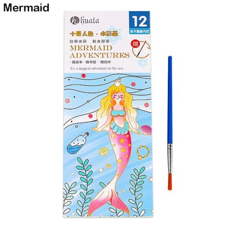 12 ark Akvarellmalebok Gouachebok HAVFRUE HAVFRUE