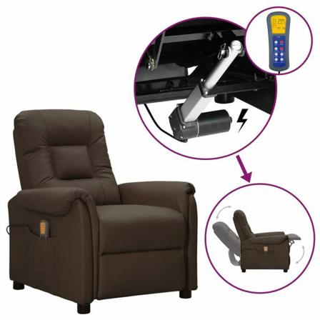 Vidaxl Massagefåtölj Med Uppresningshjälp Brun Konstläder Brun