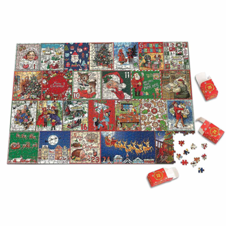 Adventskalender 2023 julepuslespil adventskalender 1000 brikker 24 dages julenedtællingskalender 2023 puslespil adventskalendergave til en