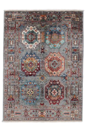 Hand Knotted Shabargan Rug 87X123 Dark Grey/Dark Red