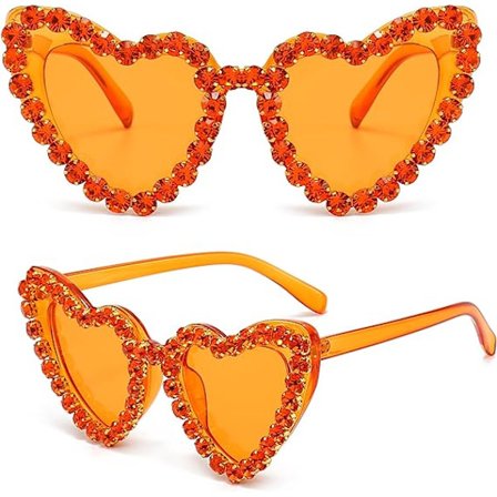 Vintage Diamant Hjerteformede Solbriller med Stilig Skinnende Rhinestones, Egnet for Shopping, Reiser, Kjøring, Morsom Fest