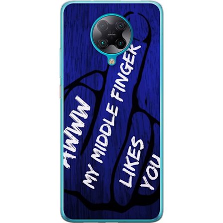 Kompatibelt Mobildeksel til Xiaomi Poco F2 Pro Mørk typografisk illustrasjon med hjerteform og budskap om vennskap mot dyp blå tretekstur