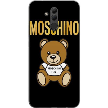 Kompatibelt Mobilskal till Huawei Huawei Mate 20 lite Moschino-inspirerad nallebjörn med text på tröjan, centrerad mot svart bakgrund med tydlig mo
