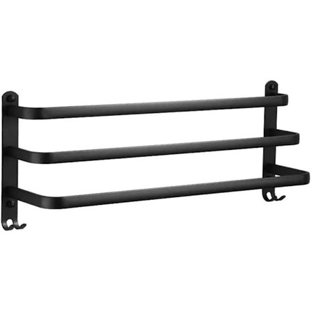 {xj}Baderom Håndklestativ, Svarte Veggmonterte Håndklestenger For Dusj