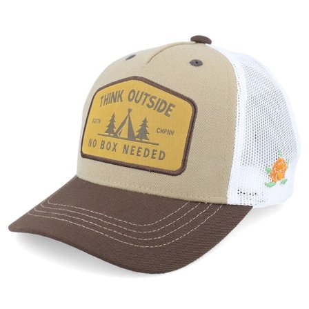 SQRTN - Kids Outside Cap Khaki A-Frame Trucker Trucker Beige Cap - @ Hatstore