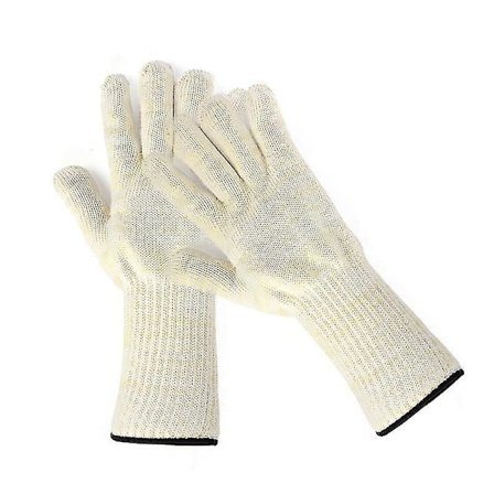 1 Pari Grill-Hanskoja, Valkoiset, Lämpökestävät Hanskat Yleismaailmallinen Koko Grill, Uunihanskat 38 Cm, Kestää Jopa 350 C Uunihanska