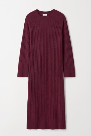 Soft Goat - Cable Knit Dress - Cashmere dress - S - Bordeaux