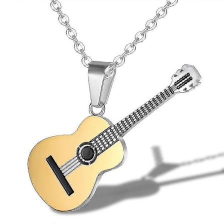 Guitar Halskæde Til Mænd Kvinder Hip Hop Musik Stil Rustfrit Stål Guitar Vedhæng Smykker Gaver (Fww)