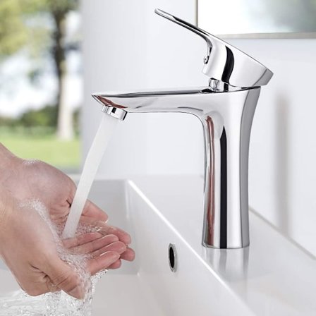 Bänkskiva Kran Kromat Mässing Badrumsblandare Bänkskiva Blandare för Bänkskiva