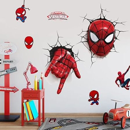 Spider-Man 3D -seinätarra, lasten ja poikien 3D -hämähäkkiseinätarrat ja tarrat, makuuhuone, olohuone, h