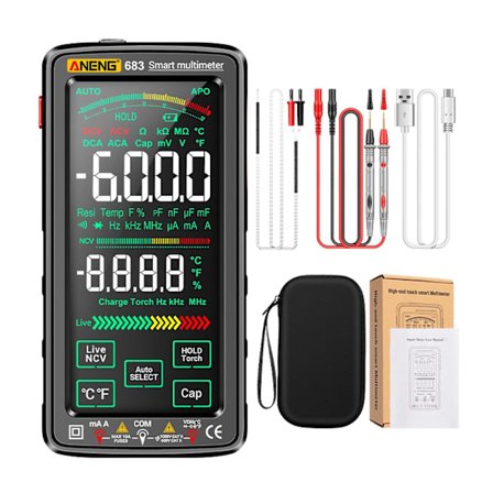 ANENG 683 6000 Teller Stor Berøringsskjerm Digitalt Multimeter (Smart Anti-burn)