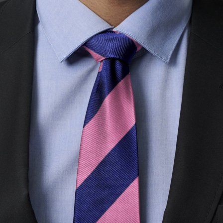 Pink & Navy Stripe Silk 8cm Tie for Men - Patterned Ties