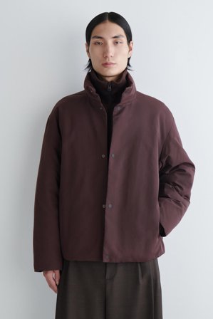 COS Men's Padded Funnel-Neck Down Jacket in Red