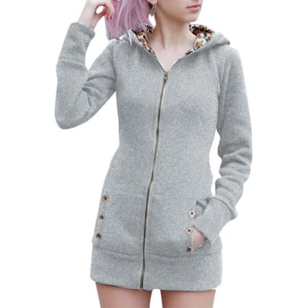 Vinter dame hætte fortykket plus fleece leopard sweaterjakke Y