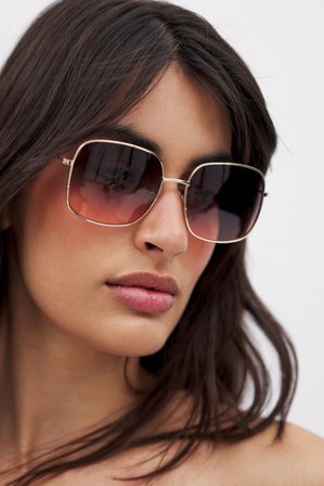 NA-KD Big Square Metal Frame Sunglasses - Solbriller - Brun - One Size