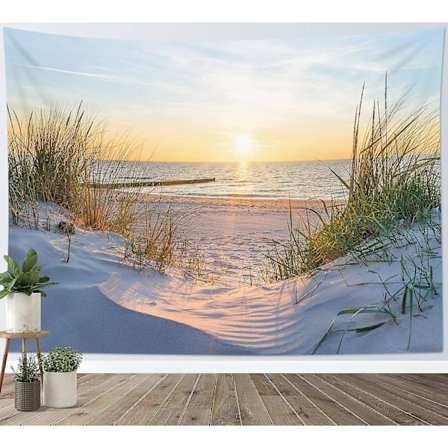 Natur Væg Gobelin Vægophæng Hav Solnedgang Vægtæppe Sommerlandskab Gobeliner Vægdekorationer til Hjemmet Stue Soveværelse Kollegium, 150x130cm