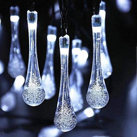 Solcelled Vann-Dråpe Lyslenke 30led 8 Moduser Solcelledrevet Tårelys