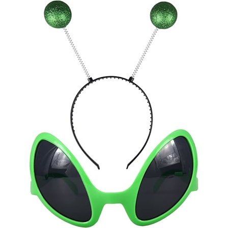 2-delt Alien-sett Alien-briller og hårbånd Alien-solbriller Martian Antenn Hårbånd Boppers for Halloween Maskerade Festgave og Fotografering