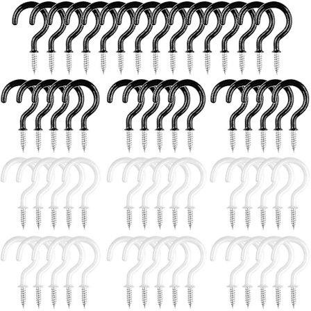 60 stk. plastskruekroker for oppheng av kopp, skap, hylle