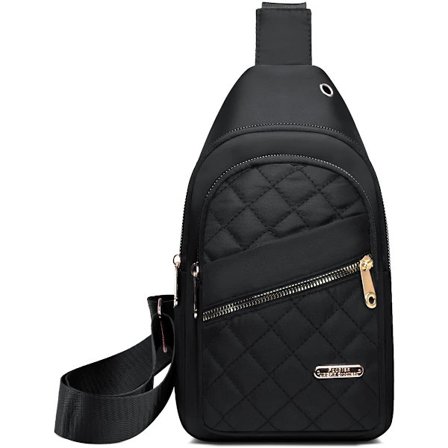 Unisex-olkalaukku, jossa 5 lokeroa ja kaapeliaukko – Säädettävä kantotyyli (risti-/olka-/rintalaukku) – Musta