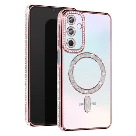 Diamantfodral till Samsung Galaxy A15 MagSafe Contour Rhinestone Pink Champagne