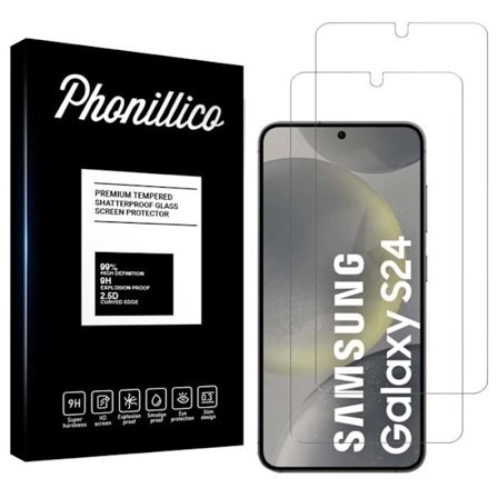 Skærmbeskyttelsesfilm - Phonillico - Samsung Galaxy S24 - Pakke med 2 - hærdet glas - ridseresistent