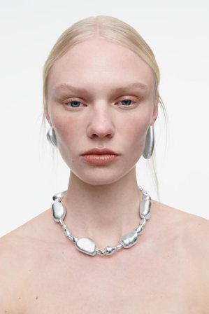COS Women's Beaded Pebble Necklace in Silver-coloured