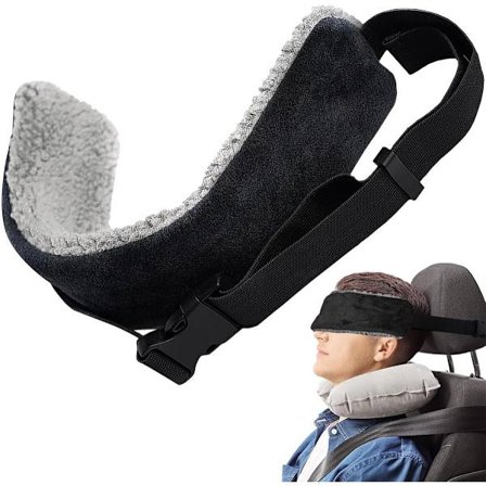 Nakkepude Justerbare Stropper Multifunktionel Nakkestøtte Fly Nakkestøttebånd Blød Pude med Øjenmaske til fly og bil giver blid støtte