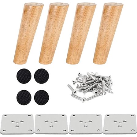 Sats med 4 trämöblerben 15 cm lutande sängben soffbordben köksmöbelben i valnötsfinish med monteringstillbehör för fåtölj