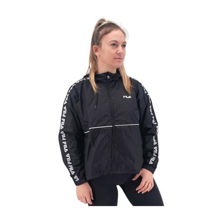 Fila, Light short jacket with hood and logo band Zwart, Dames, Maat:L L30