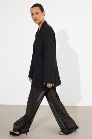 NA-KD - Gjennomsiktige bukser - Bukser med høyt liv - Svart - XS (EU 32)