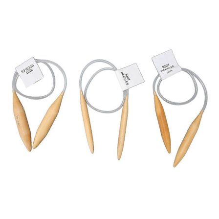 Blandede Størrelser Stærke Cirkulære Bambuspinde 80 cm Lange til Tæppe og Halstørklæde, Sæt til Grov Uldstrikning