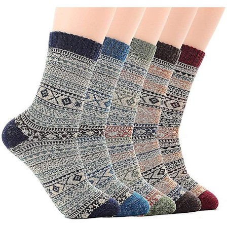 5 Par Herre Termosokker Vintage Casual Tykke Sokker Herre Vinter Varme Sokker