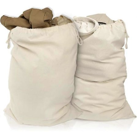 Sæt med 2 vasketøjsposer 48*60 cm i 100% bomuld - ekstra stor tunge