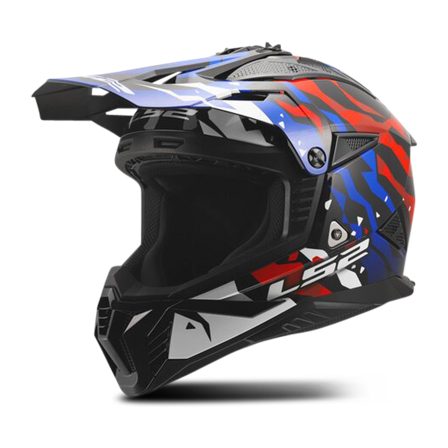 Crosshjelm LS2 MX708 Fast II Grotesk White/Blue/Red Gloss XXL