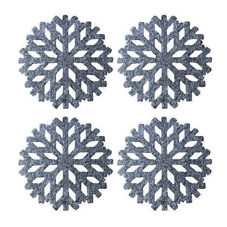"4 Stykker Runde Glassbrikker Jul Snøfnugg Brikker God Absorberende 4' Koppmatter. Julebrikker.-lingling}"
