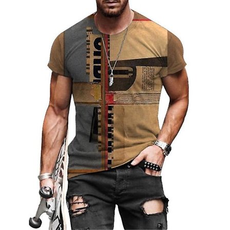 Herr Vintage Tryckt T-shirt Kortärmad Topp