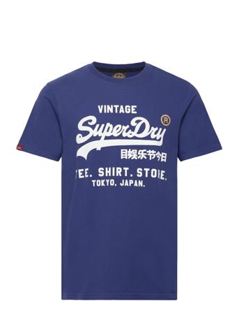 Vintage Vl Store Classic Tee T-shirts Short-sleeved Marineblå Superdry*Betinget Tilbud