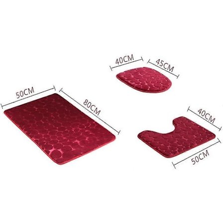 Sett med 2 Sklisikre Ekstra Myke Baderomsmatter i Polyester (3 Deler) (grå)