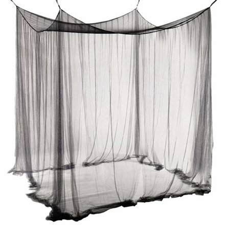 Double Mosquito Net Black 4 Poster Bed Canopy Decorative Princess Square Mosquito Net Large for Indoor Bedroom and Camping