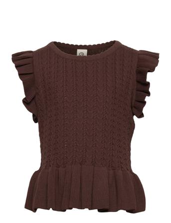 Knit Frill Vest Vest Brun Müsli By Green Cotton