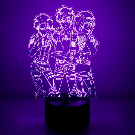3D Illusion Attack On Titan Natlys, Bordlampe USB-drevet 7 Farver LED Natlys med Smart Touch Ideel til Japansk Anime Børn Fans Gave Roo