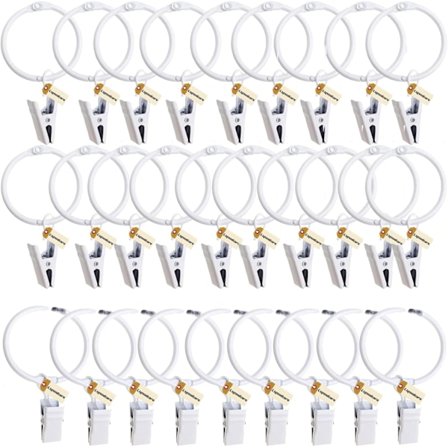 Högkvalitativa helt nya 2-tums gardinringar i metall med klämmor Vita öppningsbara draperigardinklämmor Ringar Krokar Dekorativ dusch Win