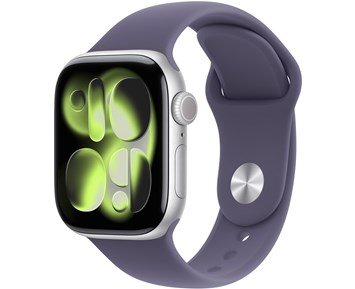 Apple Watch Series 11 GPS 42mm Silver Aluminium Case with Purple Fog Sport Band - S/M - Fyndvara - Watch Series 11 GPS – 42mm S/M