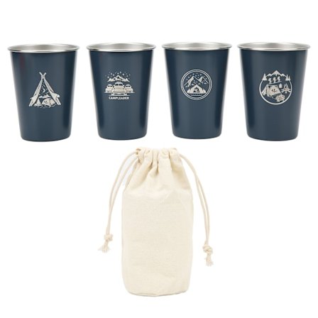 4 stk. Campingkopper Bærbare 304 Rustfritt Stål Høy Temperaturbestandige Pint Kopper for Utendørsreiser 350ML Mørkeblå