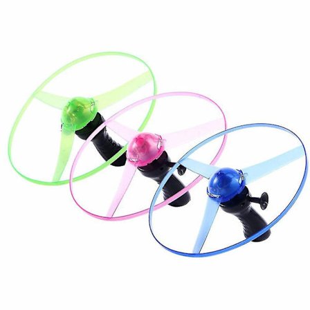 Led-belysning Flygande Disc Propeller Helikopter Leksaker Dra String Flygande Ufo Snurrande Topp Barn Utomhusleksaker Kul Spel Sport-Yvan Db
