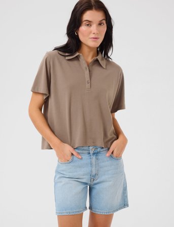 My Essential Wardrobe Abbymw Polo Tee - Brown - XXL